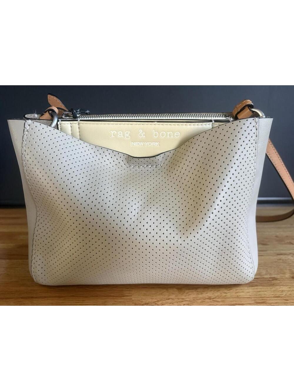 Rag & Bone Light Sand Perforated Crossbody Passenger Leather Purse
